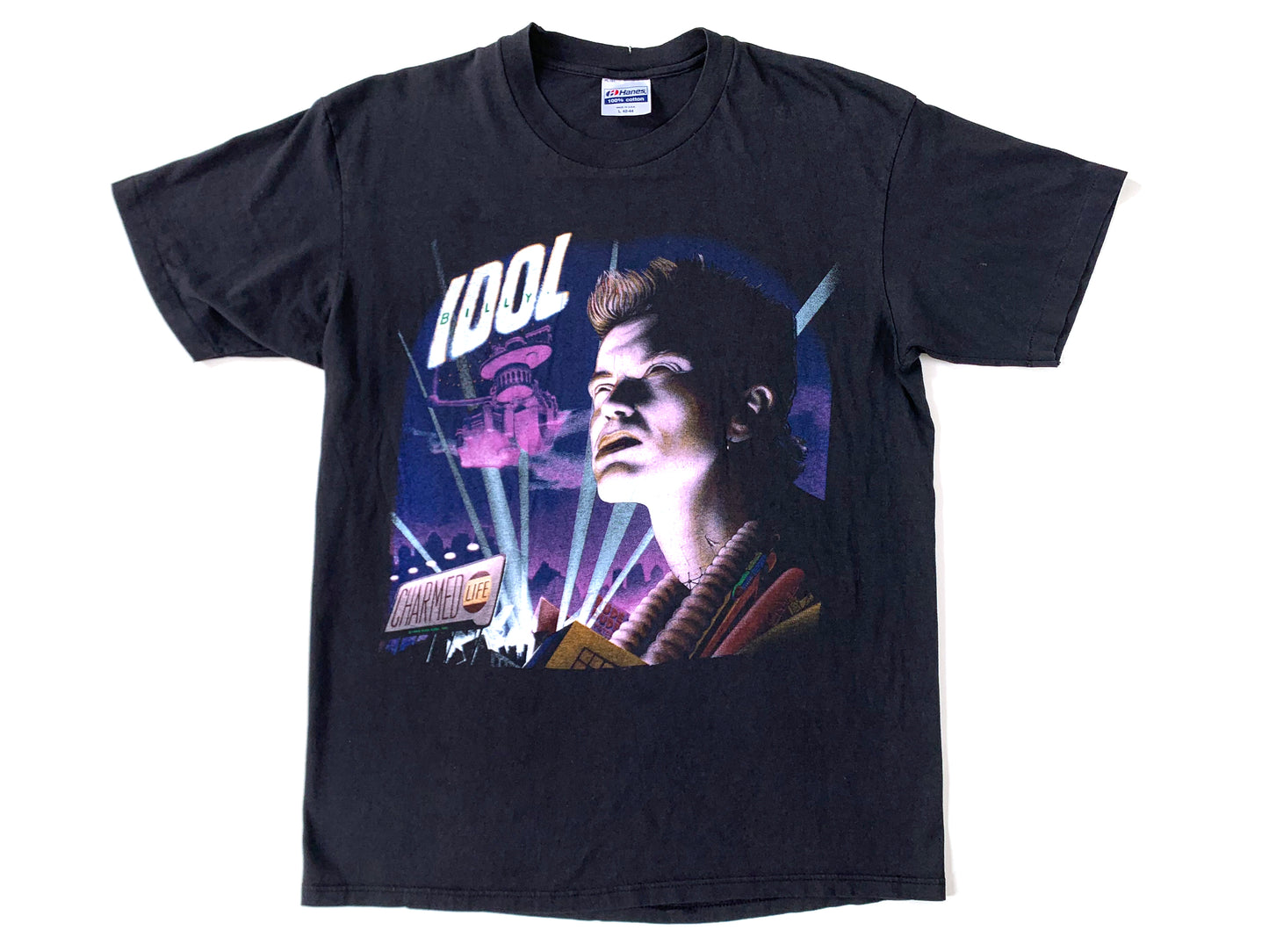 Vintage Billy Idol 'Charmed Life' Black T-Shirt 80s 90s Punk Rock n Roll