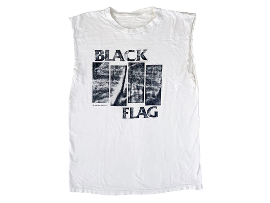 Vintage Black Flag Sleeveless White T-Shirt Punk Rock