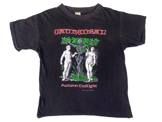 Vintage Cathedral 'Autumn Twilight' Black T-Shirt Black Metal Death Metal Band 90s 80s hardcore Adam & Eve Tree of life Temptation of adam
