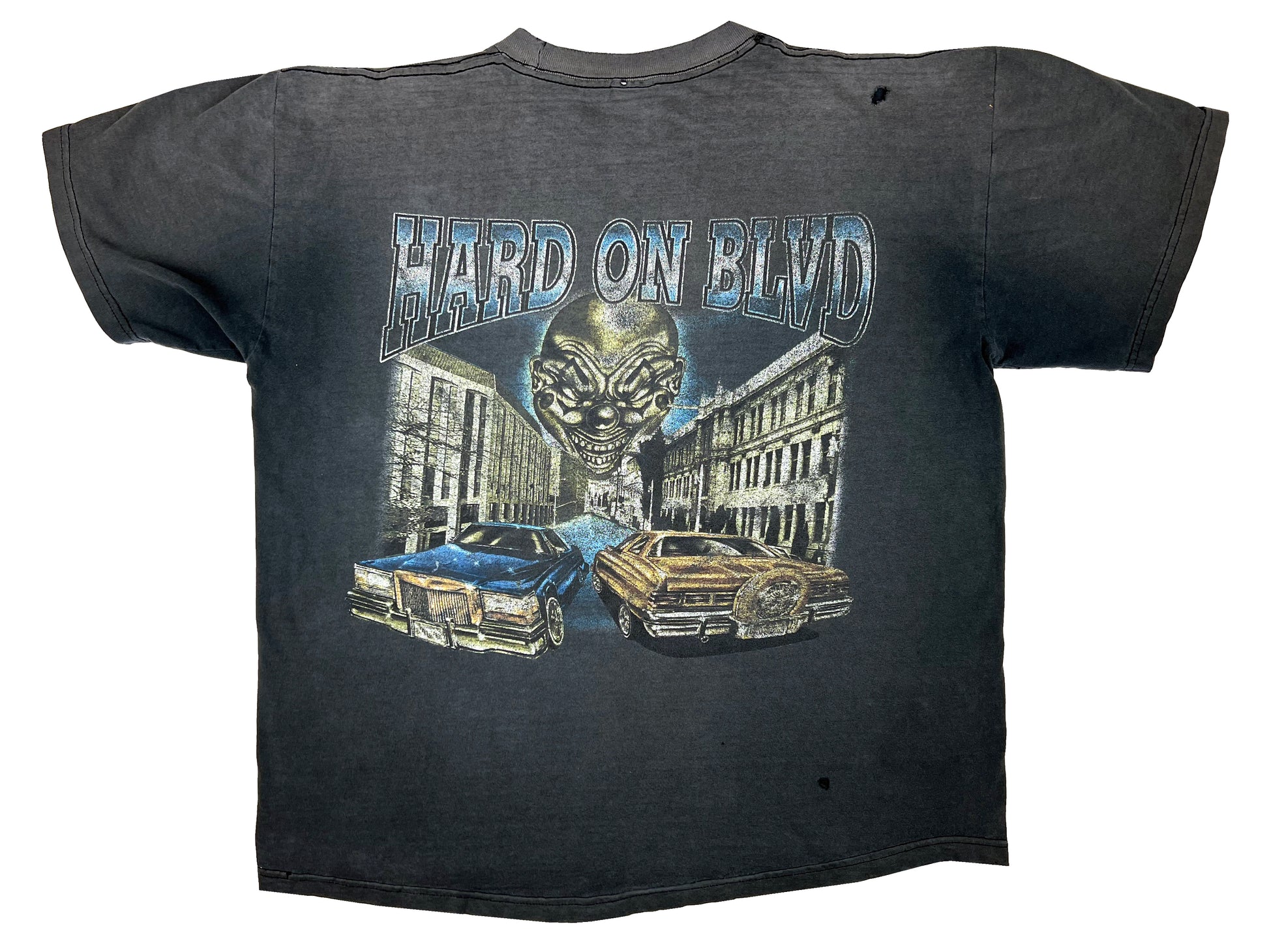 Vintage Chicano Art Hard On Blvd Clown Lowrider Faded black T-Shirt 90s y2k