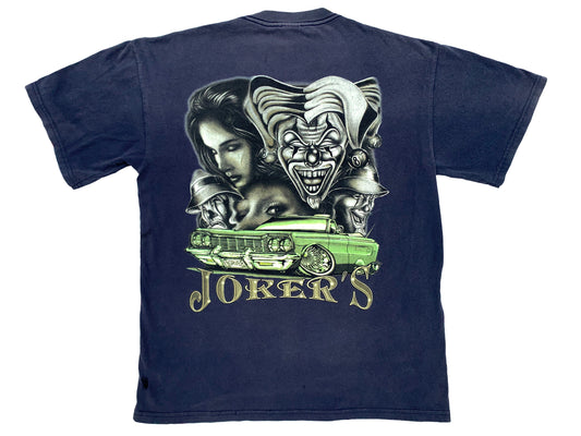 Vintage Chicano Art Joker's Chevy Impala Blue T-Shirt