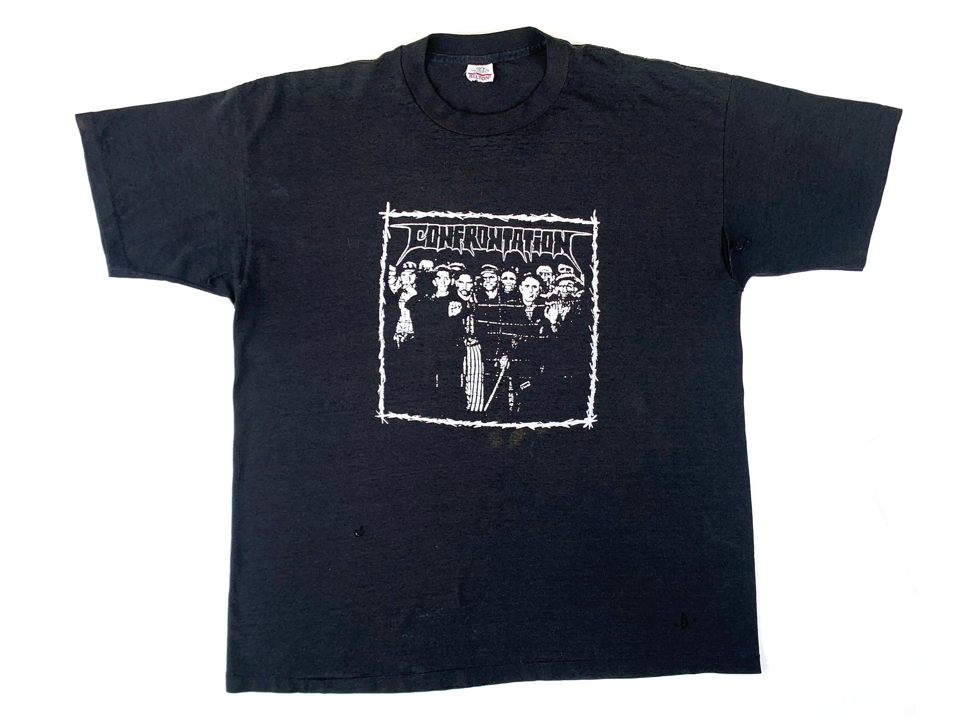 Vintage Confrontation Black T-Shirt Punk Rock Hardcore band