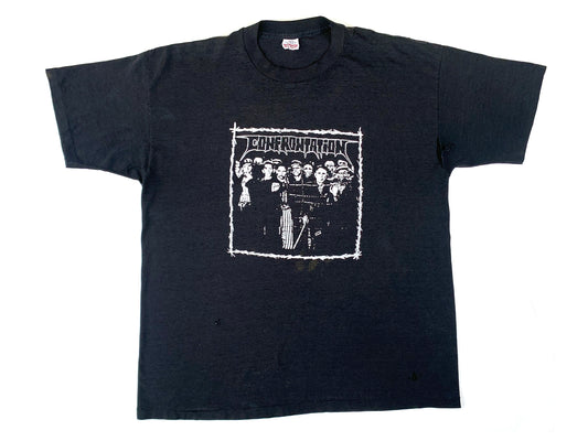 Vintage Confrontation Black T-Shirt Punk Rock Hardcore band