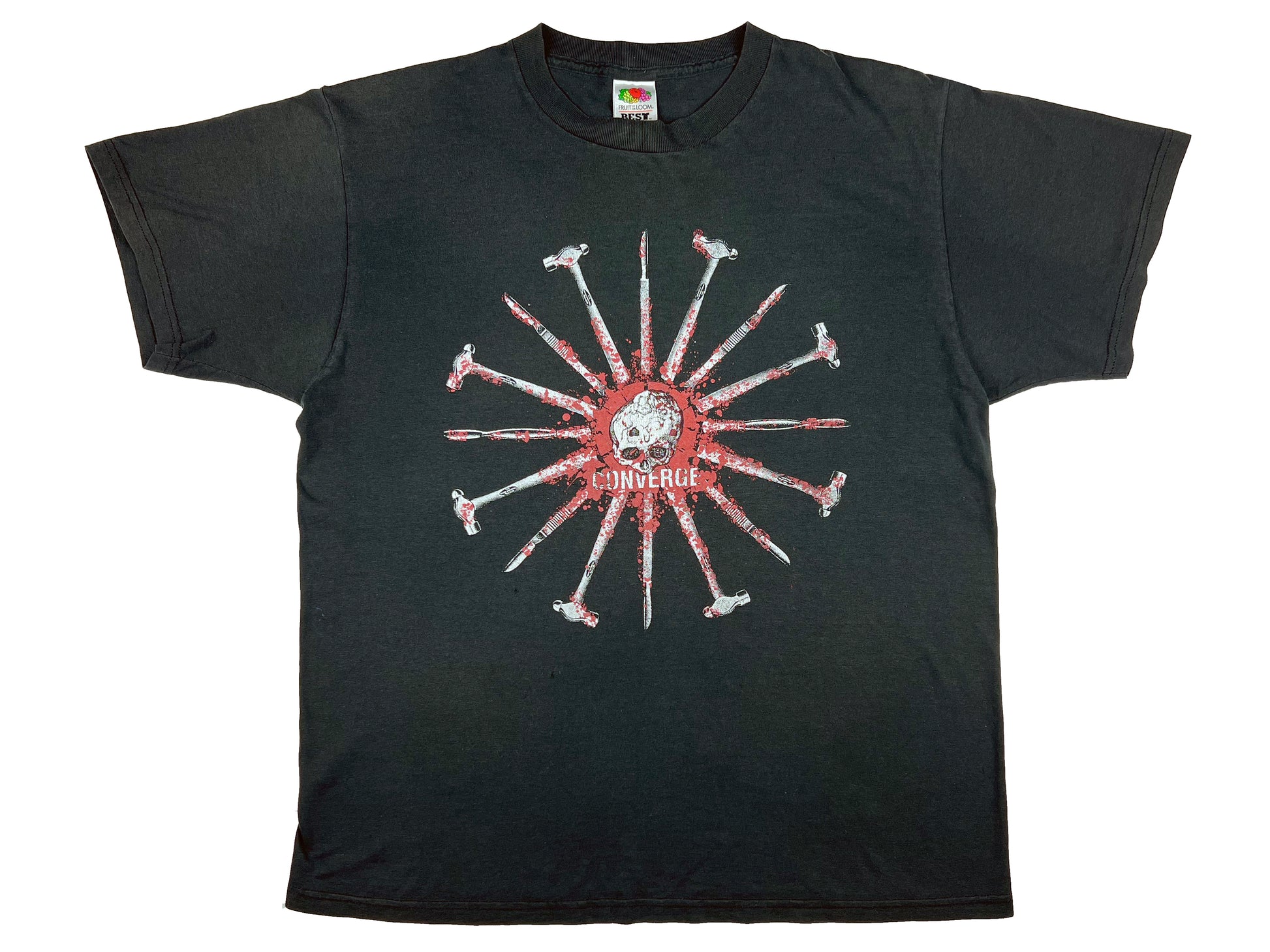 Vintage Converge Black T-Shirt Skull Nails hardcore metal metalcore 90s