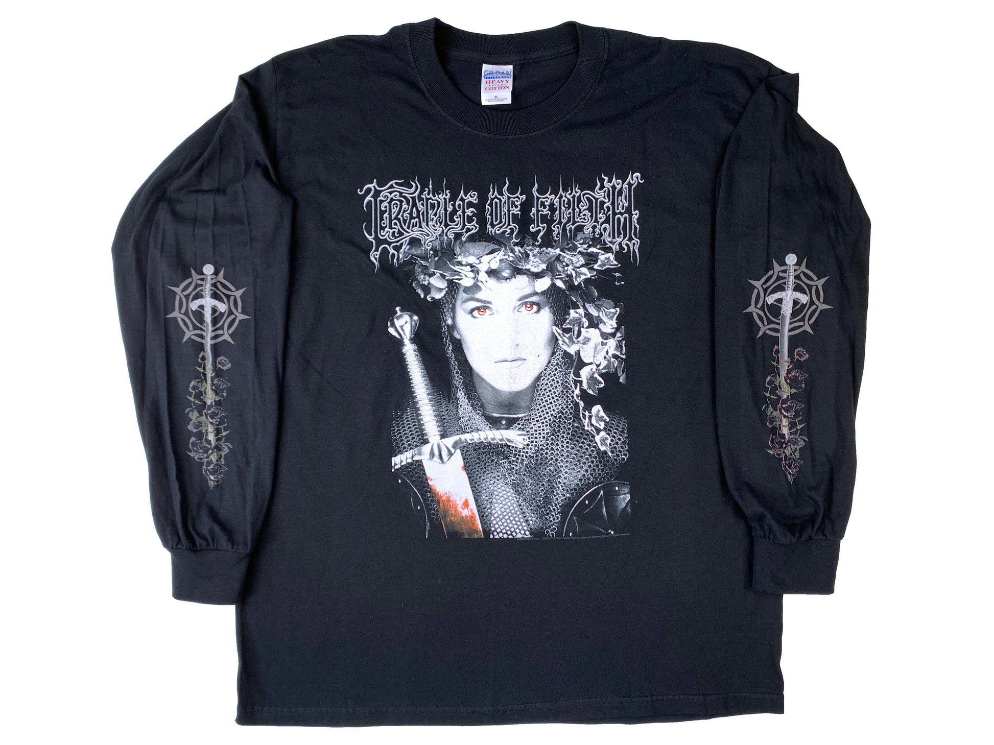 Vintage Cradle of Filth 'English Fire' Black L/S Shirt UK England Black Metal band 90s