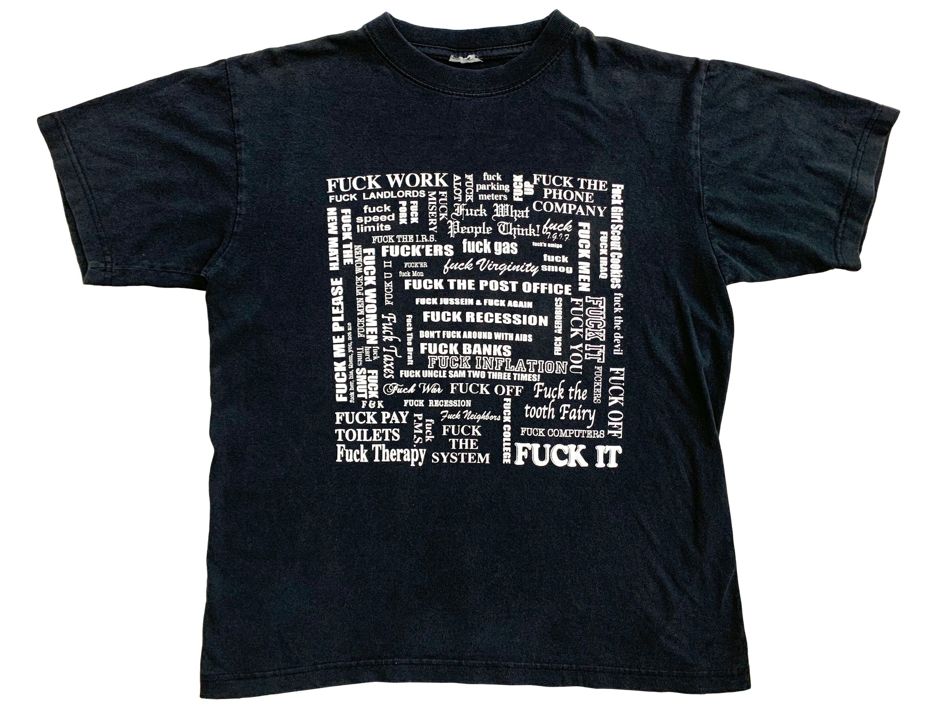 Vintage Fuck Everything Slogan Black T-Shirt