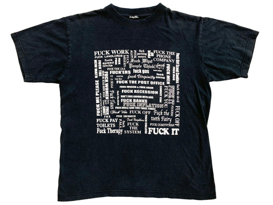 Vintage Fuck Everything Slogan Black T-Shirt