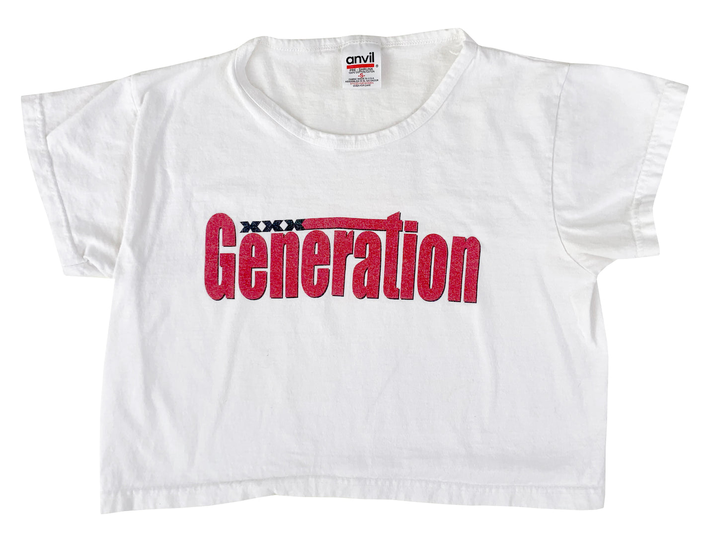 Vintage Generation XXX Cropped White T-Shirt 90s y2k