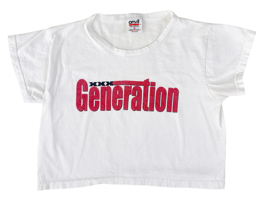 Vintage Generation XXX Cropped White T-Shirt 90s y2k