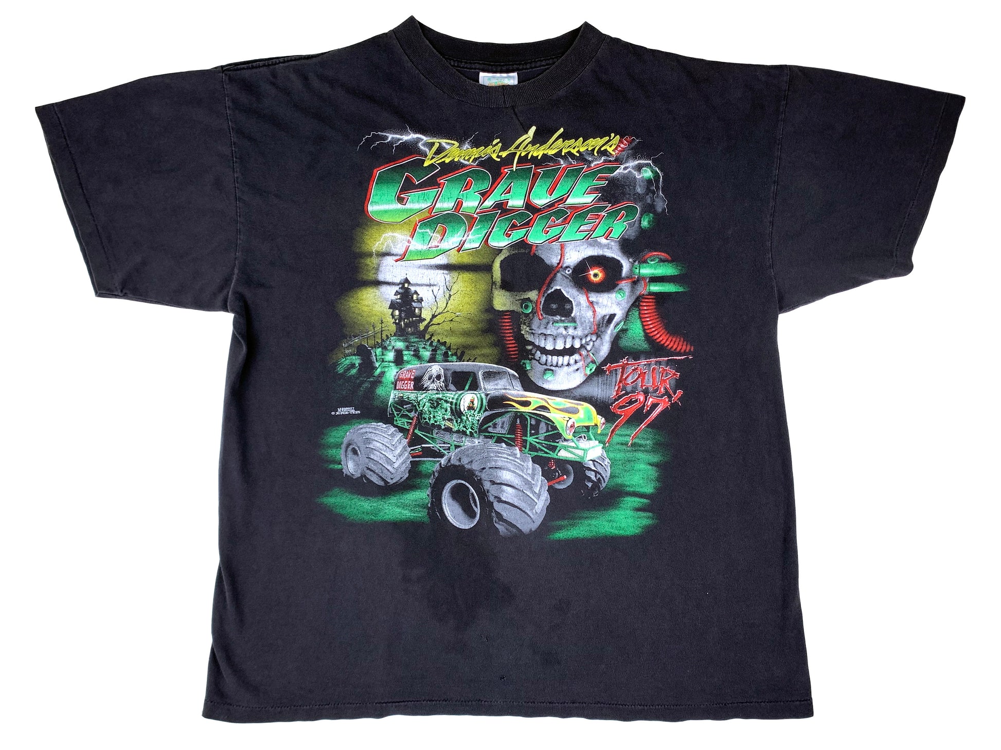 Vintage Grave Digger Monster Truck 1997 Tour Black T-Shirt 90s 