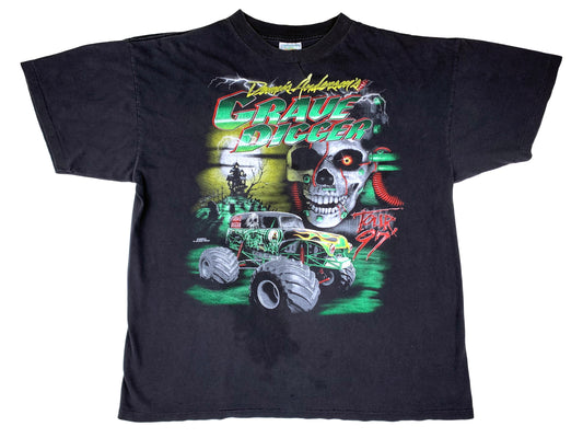 Vintage Grave Digger Monster Truck 1997 Tour Black T-Shirt 90s 