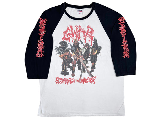 Vintage Gwar 'Scumsdogs of the Universe' White & Black Raglan T-Shirt Heavy Metal 90s y2k