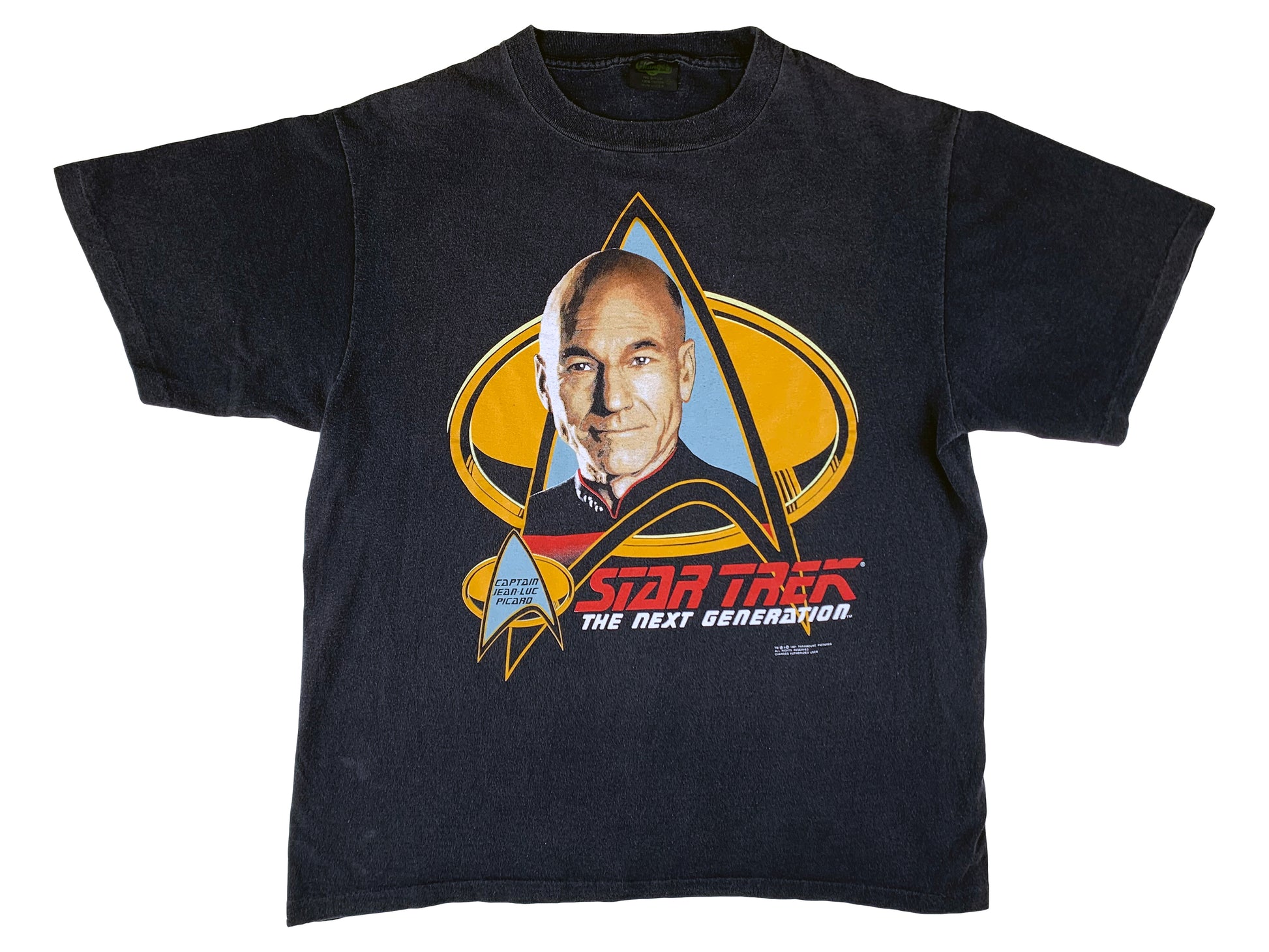 Vintage Star Trek 'The Next Generation' Jean Luc Picard Black T-Shirt