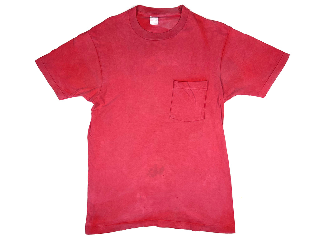 Blank Fruit of the Loom Faded Red Pocket T-Shirt