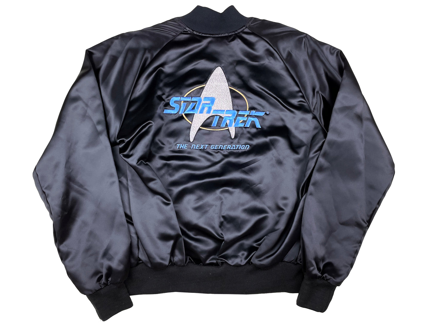 Vintage Star Trek 'The Next Generation' Embroidered Black Satin Jacket