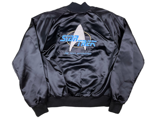 Vintage Star Trek 'The Next Generation' Embroidered Black Satin Jacket