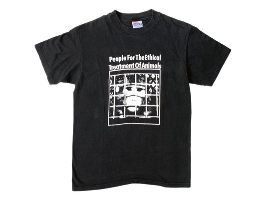 Vintage PETA Caged Monkey Black T-Shirt
