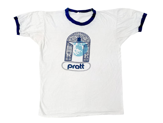 Vintage Pratt Institute Ringer T-Shirt Brooklyn New York Art School 70s 80s