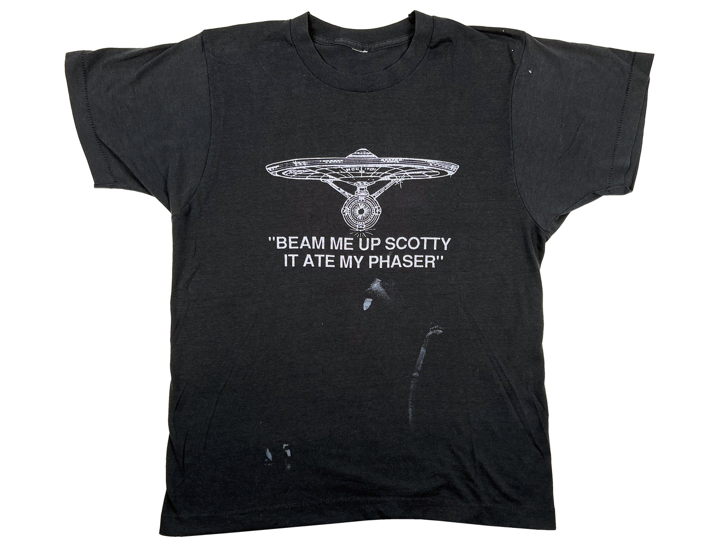 Vintage Star Trek Beam Me Up Scotty Parody Black T-Shirt