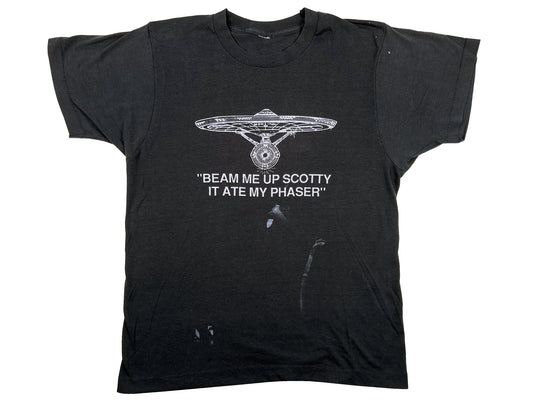 Vintage Star Trek Beam Me Up Scotty Parody Black T-Shirt