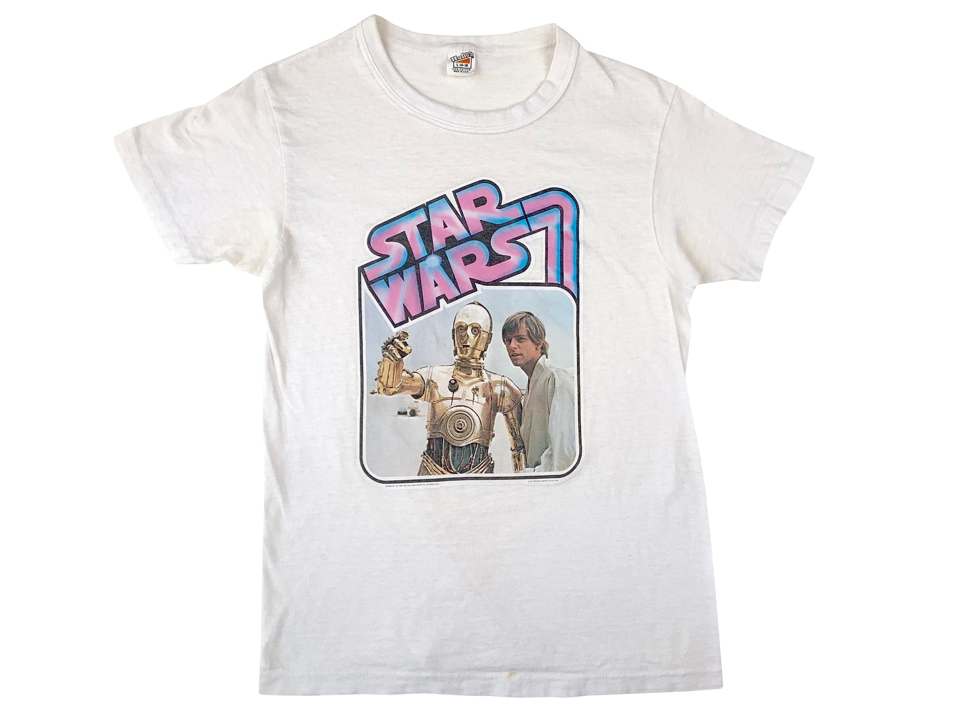 Vintage Star Wars Luke Skywalker & C3PO White T-Shirt 80s