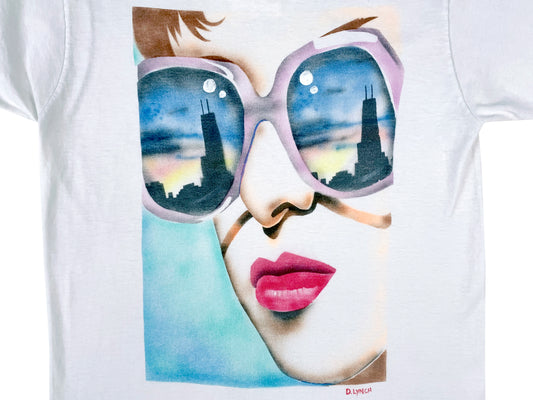 Chicago Skyline Sunglass Babe Air Brush T-Shirt