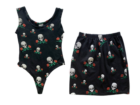 Vintage Fashion Victim Skulls & Roses 2-Piece Set