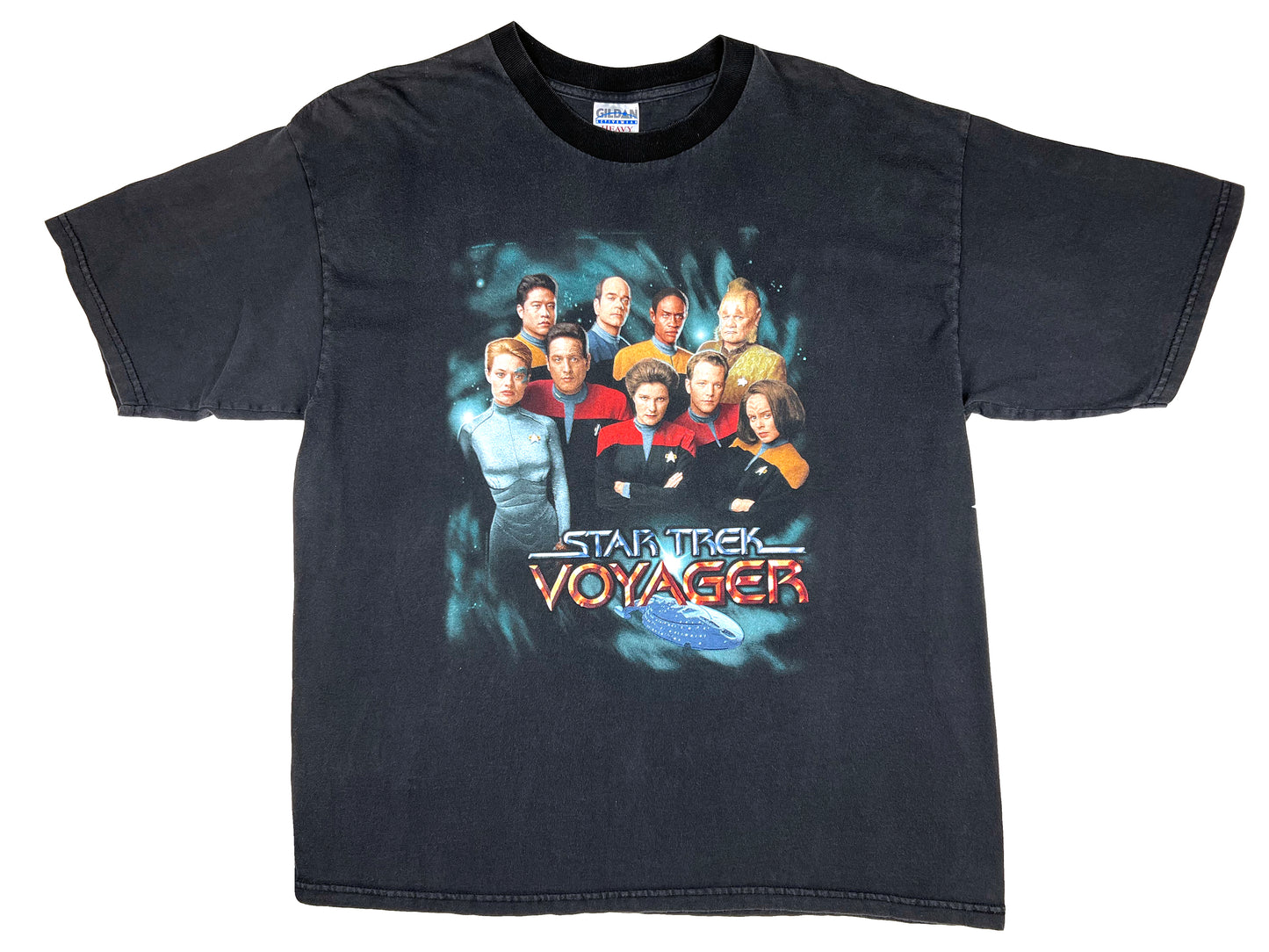 Vintage Star Trek 'Voyager' Crew Black T-Shirt