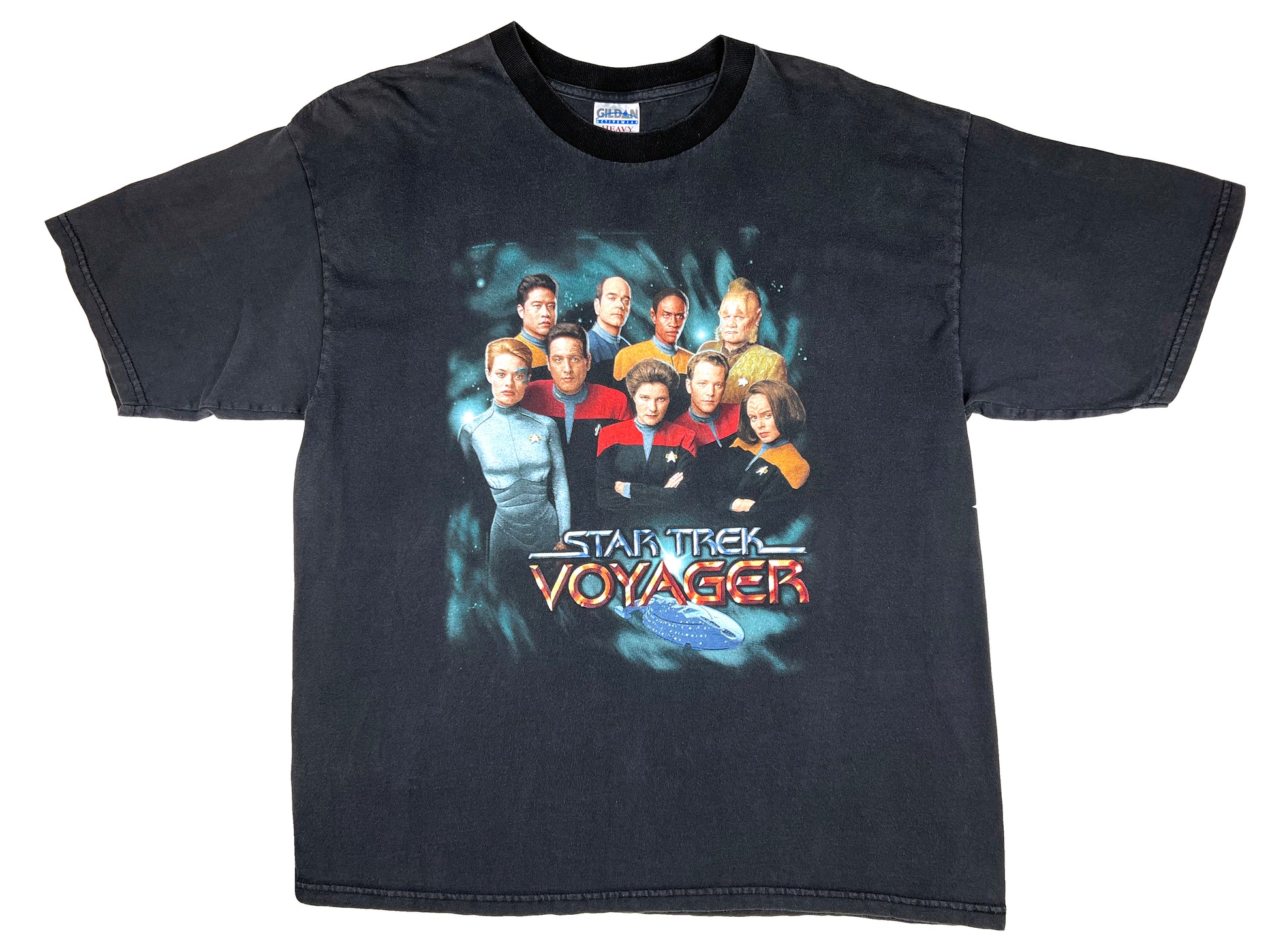 Vintage Star Trek 'Voyager' Crew Black T-Shirt