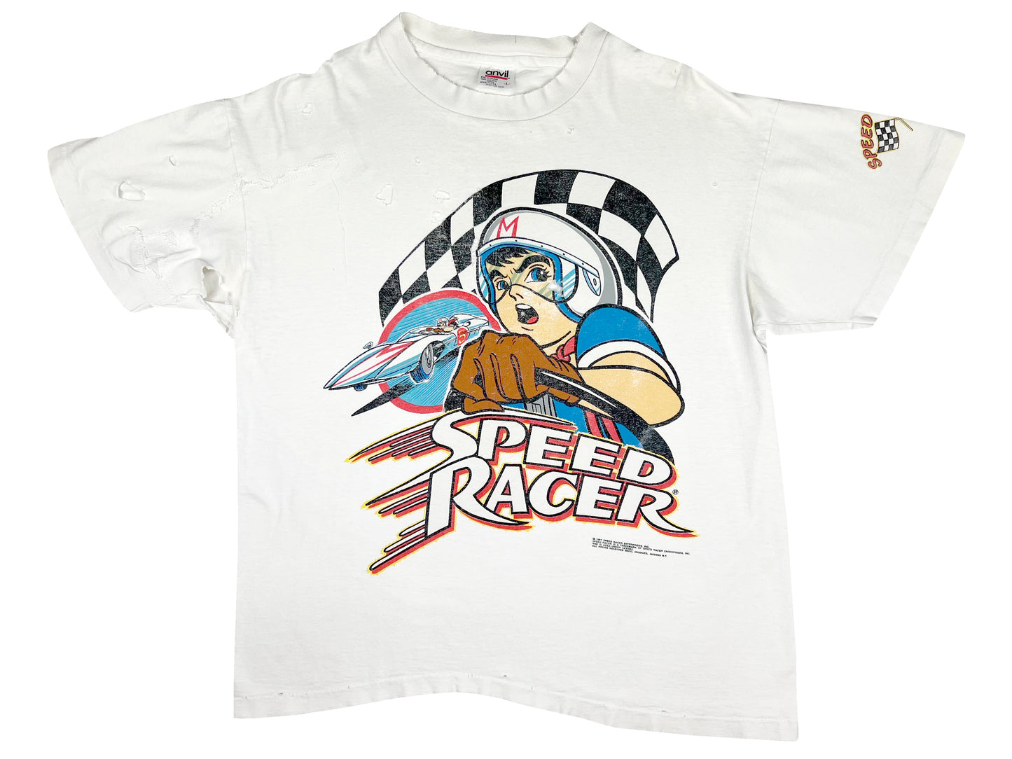 Vintage Speed Racer Anime Thrashed White T-Shirt