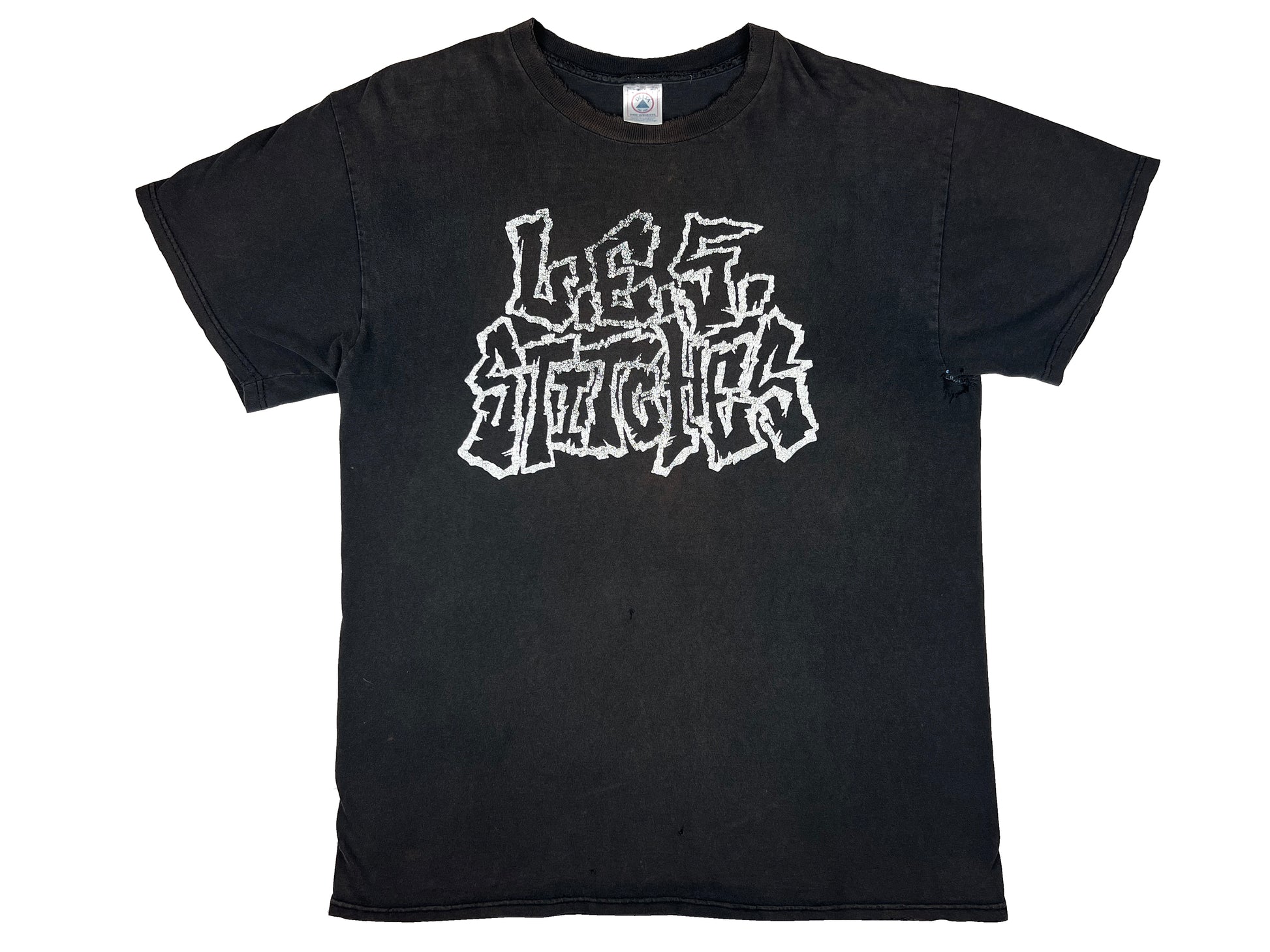 Vintage L.E.S. Stitches Thrashed Black T-Shirt Punk Rock hardcore band 