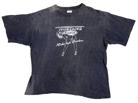 Vintage Mustang Ranch 'Ride Em Cowboy' Black T-Shirt