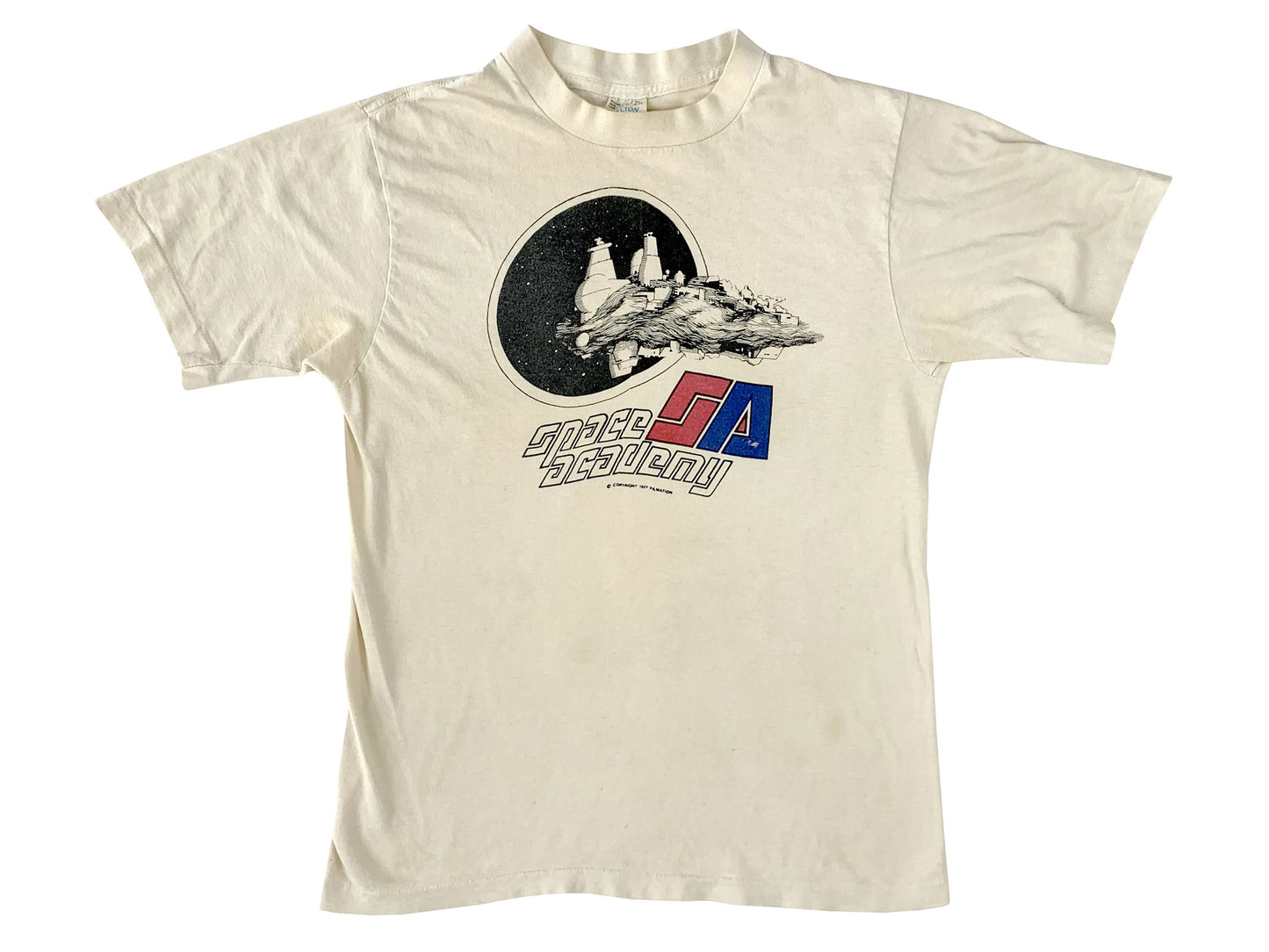 Vintage Space Academy Movie Beige T-Shirt 80s
