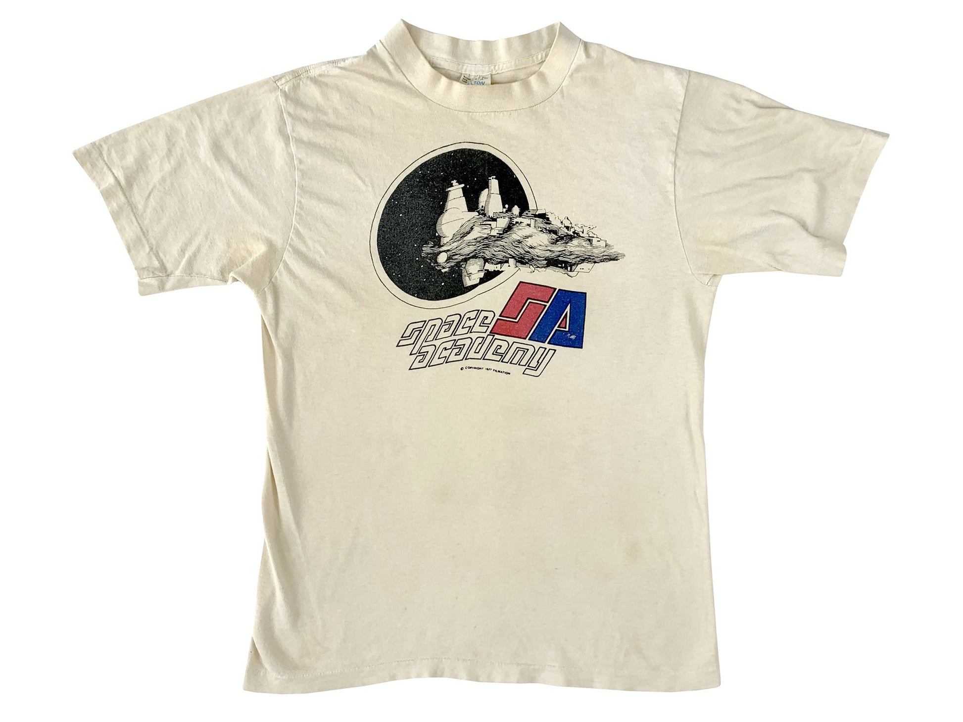 Vintage Space Academy Movie Beige T-Shirt 80s