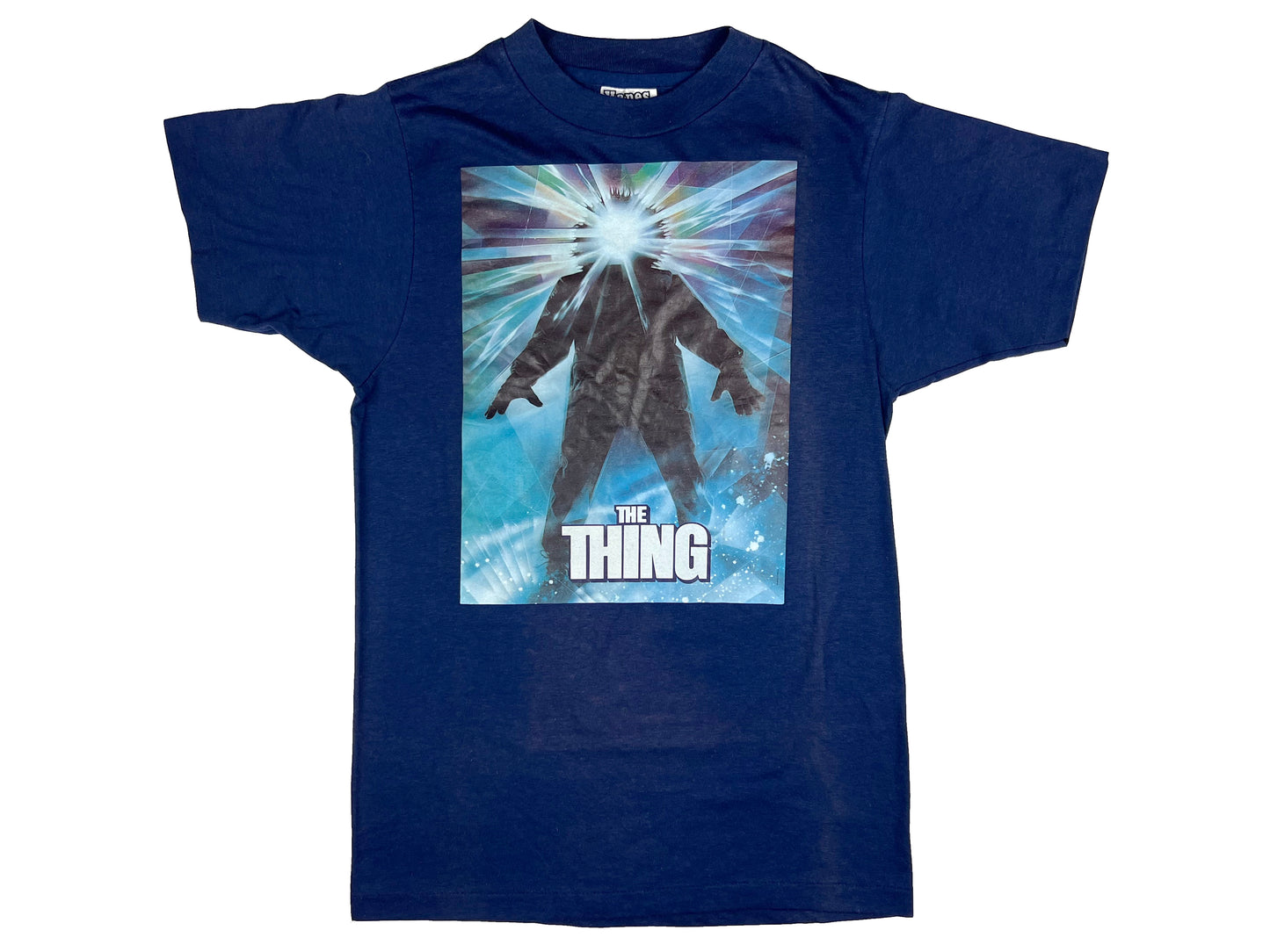 Vintage The Thing Movie Blue T-Shirt 80s John Carpenter Kurt Russell Horror Sci-Fi Science Fiction