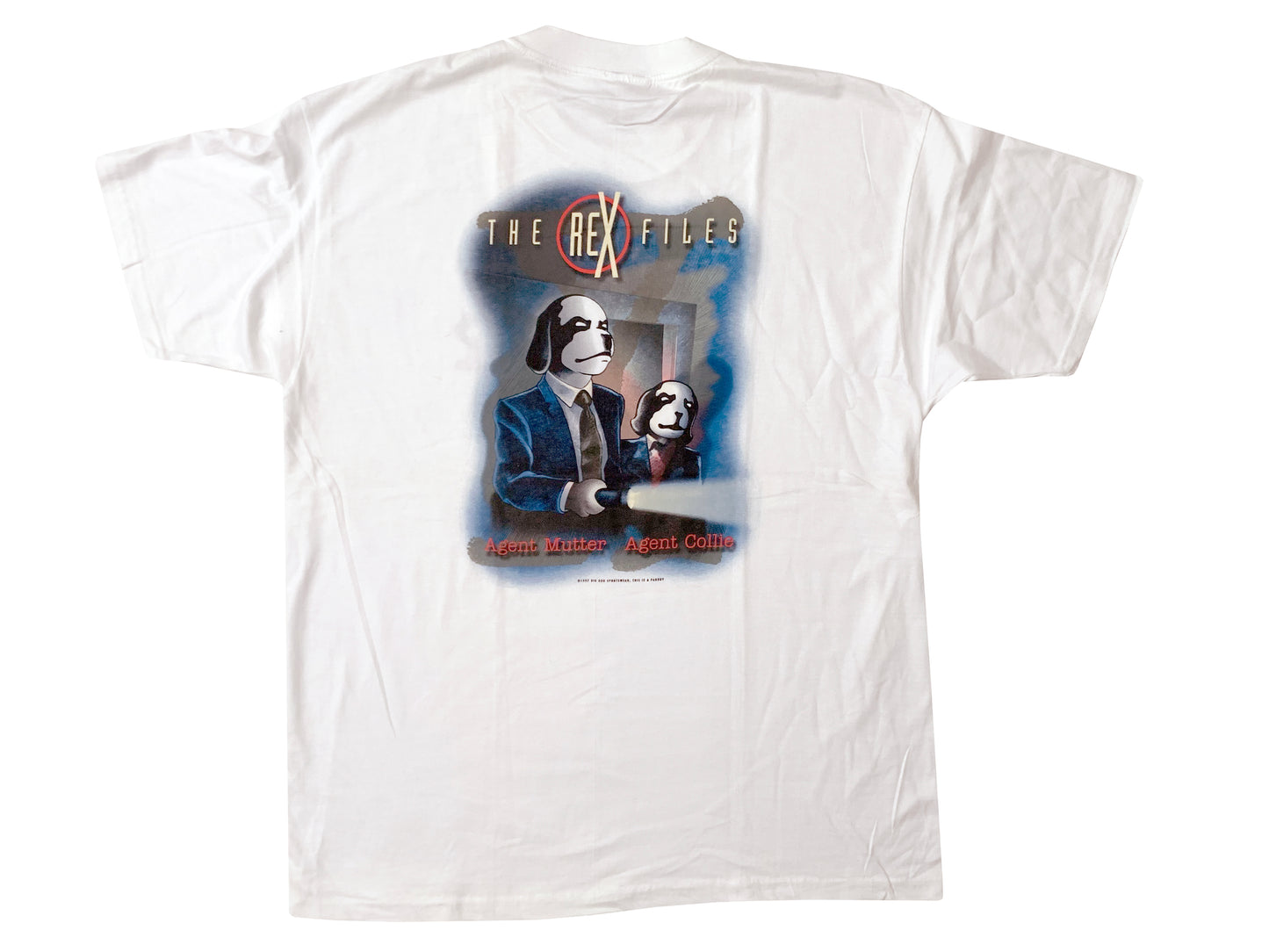 Vintage The X-Files Big Dogs Rex Files Parody White T-Shirt 90s
