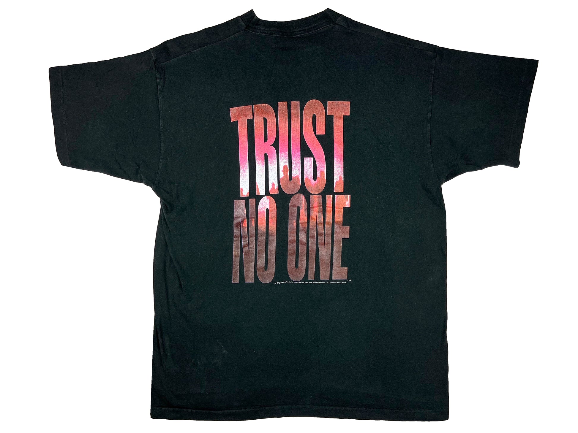 Vintage The X-Files 'Trust No One' Black T-Shirt TV Show Movie 90s Horror Sci-Fi Science Fiction