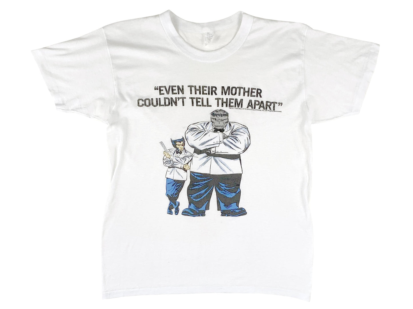 Vintage Wolverine & Grey Hulk “Even Their Mother” White T-Shirt Marvel Comics Comic Book 80s 90s